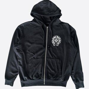 Chrome Hearts Black & White Los Angeles Horseshoe Logo Zip Up Hoodie